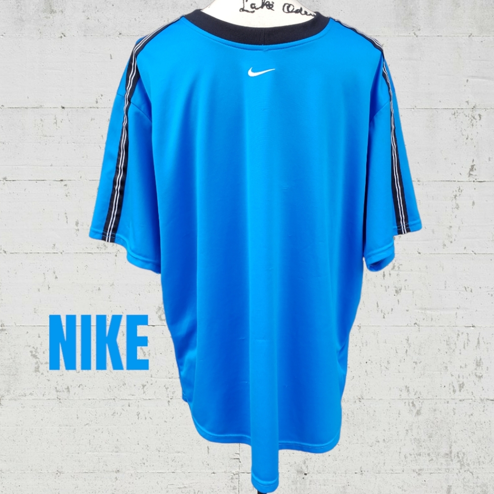 NIKE Turquoise & Black Stripe Athletic Shirt
